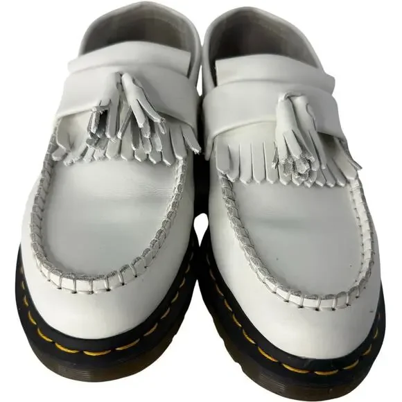 Dr Martens Adrian White Leather Tassel Loafers Fringe Platform Women’s 9 - Picture 3 of 9